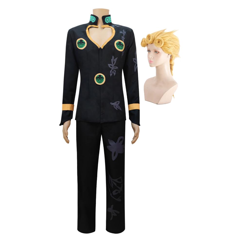 Zhongkaihua JJBA Jotaro Cosplay Anime Jotaro Uniform Black Suit Wig Role Play Outfits Set Role Play Halloween Carnival Party for Fans
