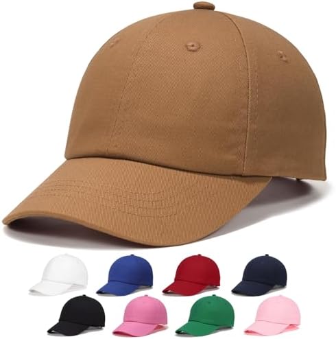 WILLPORT Kids Baseball Cap for Age 2-5,Adjustable Cotton Toddler Baseball Hat for Boys & Girls,Camel