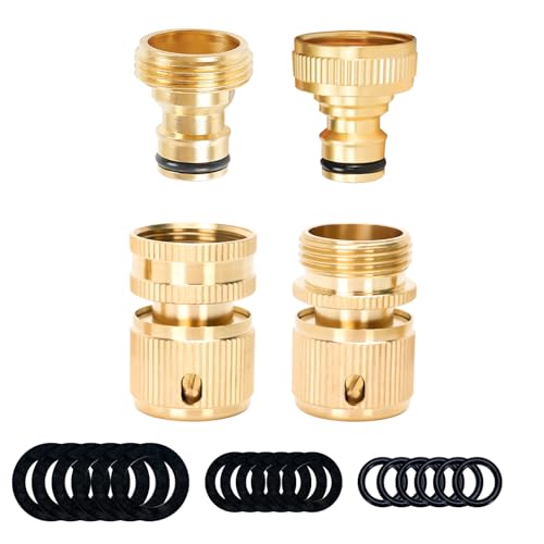 MAGLAUG Garden Hose Quick Connect Fittings, Brass Garden Hose Quick Connector 3/4 Inch GHT Male and Female Water Hose Kit