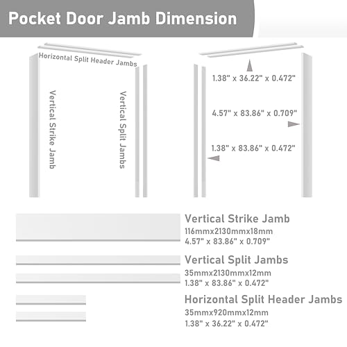 Image of Interior Pocket Door, 1-Lite Mirror Pantry Door Panel with Frame and Hardware Kit Set Plus Door Jamb, 32 inch x 80 inch Single Mirror Closet Door Slab for Sliding Door, No Panel Assembly Required