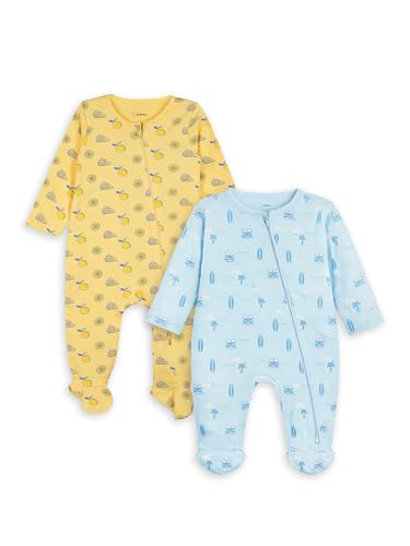 Image of Kidbea Organic Cotton Unisex Baby Romper Soft Breathable Full Sleeve Zipper Footed Bodysuit for Newborn & Infant Kids Sleepwear