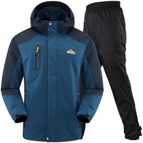 （21:30時点） [ベンケ] 【大雨でも快適】 レインウェア 登山 上下 メンズ アウトドアジャケット 釣り トザン ウェア レインパンツ マウンテンパーカー マウンテンジャケット 防水 撥水 カッパ 雨具 (ネイビー XL)