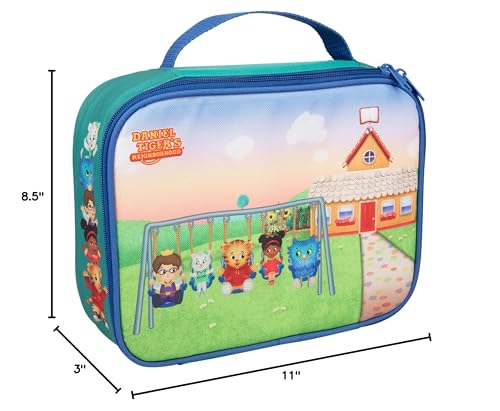 Daniel Tiger's Neighborhood Insulated Lunch Sleeve - Reusable Heavy Duty Tote Bag w Mesh Pocket - Swing with Friends