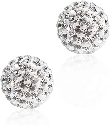 925 Sterling Silver Sparkle Crystal Ball Stud Earrings for Women - Image 2