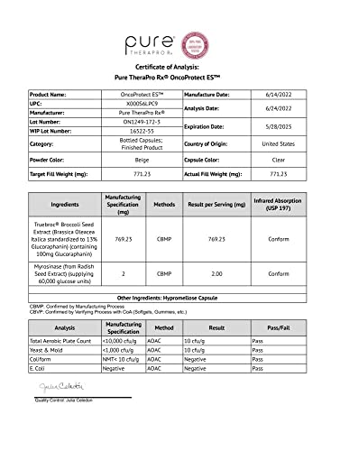Oncoprotect Es *High Dose* 60 Vcaps | 100Mg Of Glucoraphanin "Truebroc" Per Capsule | Truebroc Was Extensively Studied At Johns Hopkins | Includes Active Myrosinase | Zero Fillers, Vegan, Pharma Grade #TOP6