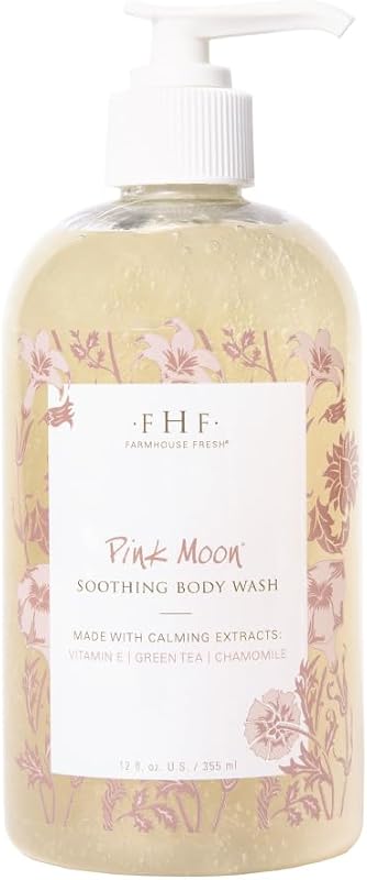 FarmHouse Fresh Pink Moon® Sabonete líquido corporal com fragrância de pó suave, alcaçuz e açúcar