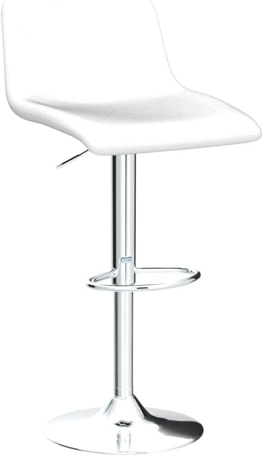 Finnhomy Bar Stools Modern PU Leather, Bar Stools Set of 2 Counter Height, Swivel Barstools with Footrest and L Shape Back, Height Adjustable Modern Bar Chairs for Kitchen, White