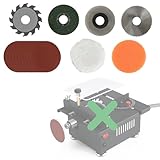 YSJWAER Mini Small Multi-Functional Table-Saw - Portable Crafts Table Saw Speed Angle Cutting Depth Adjustable Cutting Sanding Engraving for Wood Acrylic PCB Plastic (Blade Grinder Accessories)