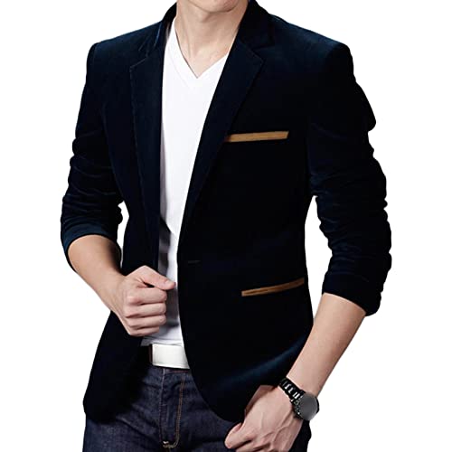 Men's Vintage One Button Blazer Lightweight Solid Casual Sport Coat Single...