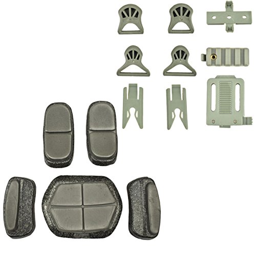Jadedragon PJ Tactical Fast Helmet & Protect Ear Foldable Double Straps Half Face Mesh Mask & Goggle(Green)