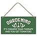 Garden Sign Decor, Gardening It'S Cheaper Than Therapy And You Get Tomatoes, Funny Outdoor Decorative For Garden Backyard Patio Farmhouse, Potting Shed Personalized Wooden Hanging Plaque 5"X 10"