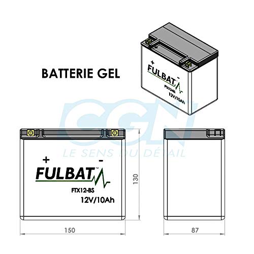 Fulbat - Batería Moto Gel YTX12-BS / FTX12-BS 12V 10Ah