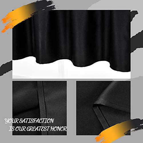 Decovsun Black Valance For Windows 42X18 Inch Solid Thermal Insulated Blackout Rod Pocket Kitchen Short Curtain Toppers Valance For Bathroom Living Room 1 Panel #TOP4