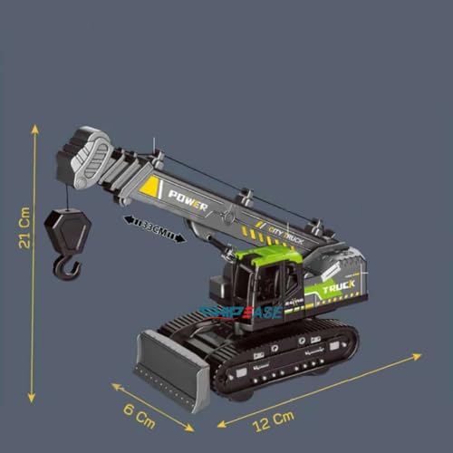 Image of Friction Powered Lifting Crane Toy for Kids Boys Girls 360 Degree Rotating Crawler Crane Model Toy with Bulldozer Excavator Construction Truck Pull Back Vehicle