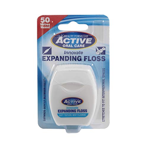 Beauty Formulas Active Oral Care Expanding Dental Floss with Mint Wax Fluoride 50 Metre Size