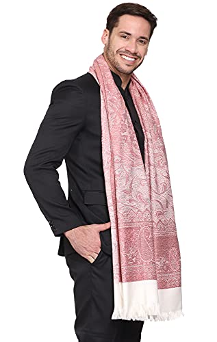 Image of Weavers Villa Men's Paisley Design Woven Poly Wool Blend Gents Shawls, Muffler, Stoles for Men