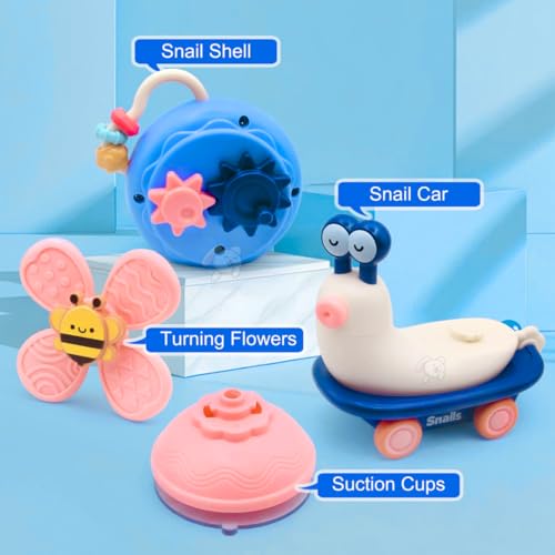 Image of Storio 5-in-1 Suction Spinster Windmill Toy - Blue | Interactive Baby Toy for Bath & Play | Sensory Suction Cups Toy for Toddlers | Early Skill Development (Pack of 2)