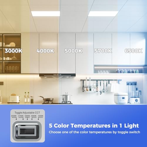 Image of AIKVSXER 30 Pack 2x2 LED Flat Panel Light, Recessed Drop Ceiling Light Kitchen Lighting Fixtures,Bright 6500LM,0-10V Dimmable,Switchable 3000K /4000K /5000K /5700K /6500K, 30W /35W /40W /45W /50W