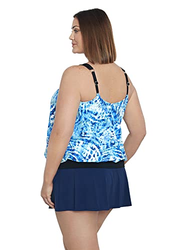 Penbrooke Shape Solver Women's Plus Wishy Washy V-Neck Blouson Ring Soft Cup Tankini Top Separate3