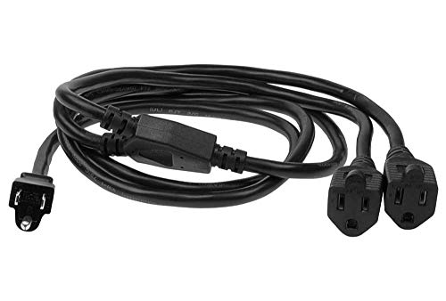 SF Cable, 6ft Outlet Saver Power Cord Splitter, 1 NEMA 5-15P to 2 NEMA 5-15R