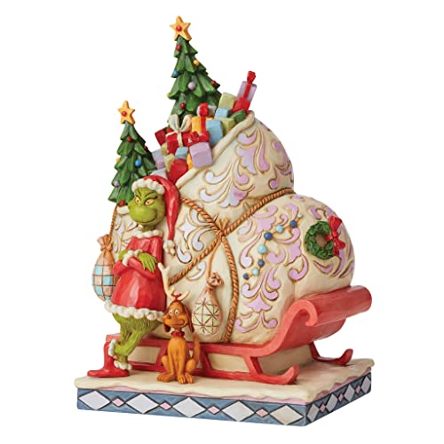 Enesco Jim Shore Dr. Seuss The Grinch And Max Standing By Sleigh Figurine, 8.46 Inch, Multicolor #TOP1