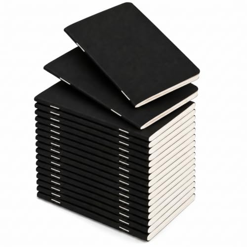 Outus 36 Pcs Pocket Notebook Bulk, Black, Blank Cover