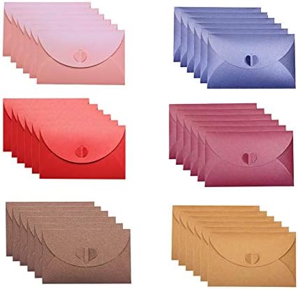 Globaldream Gift Card Envelopes 36 Pieces Handmade Mini Gift Card Envelopes Holders Cute Post Card Heart Clasp for Christmas Valentines Gift Cute Envelope for DIY Wedding Birthday Party