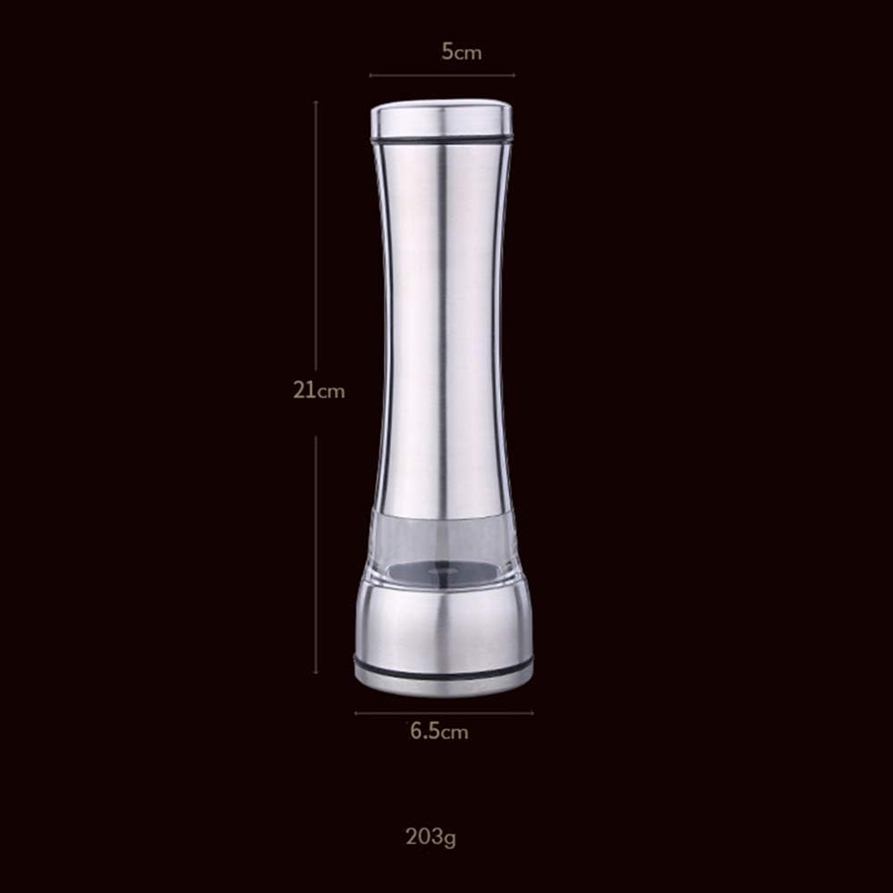 Salt and Pepper Mill Set Adjustable Grinders Large Steel Bodies Easy Fill Brushed Stainless Steel Large Size Manual