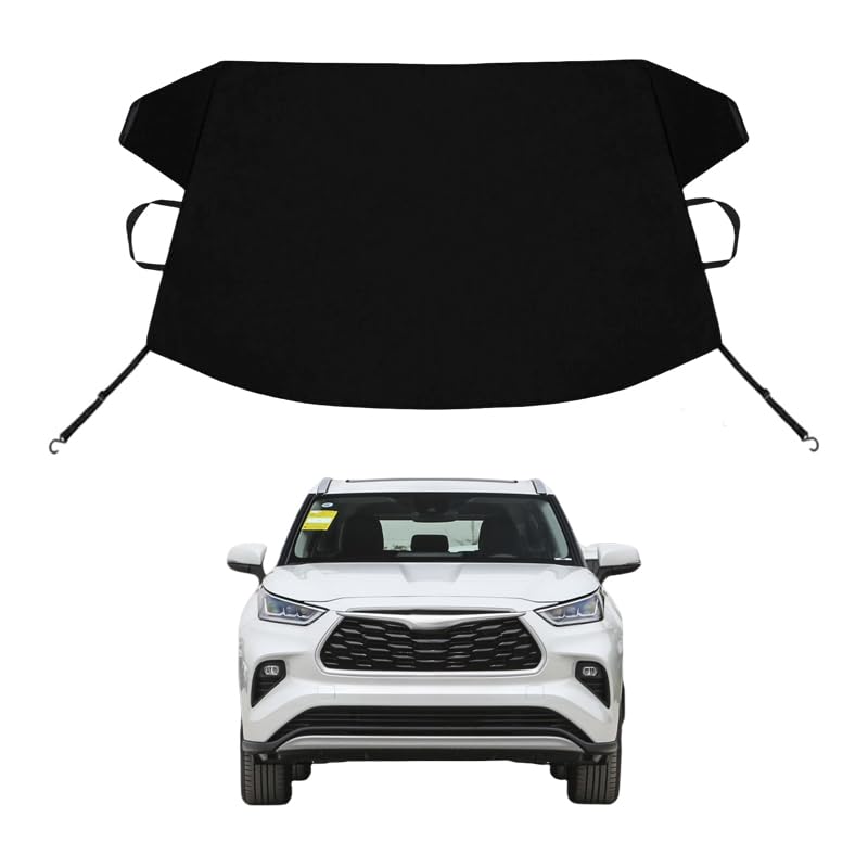 Image of Highlander Custom Windshield Cover for Ice and Snow for to-yo-ta Highlander Windshield Snow Cover 600D Shade Blocks Winter Frost Hail Protector Car Accessories
