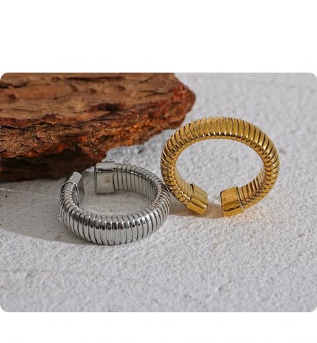 Anillo elástico de acero inoxidable ajustable que no se oscurece con diseño minimalista 5