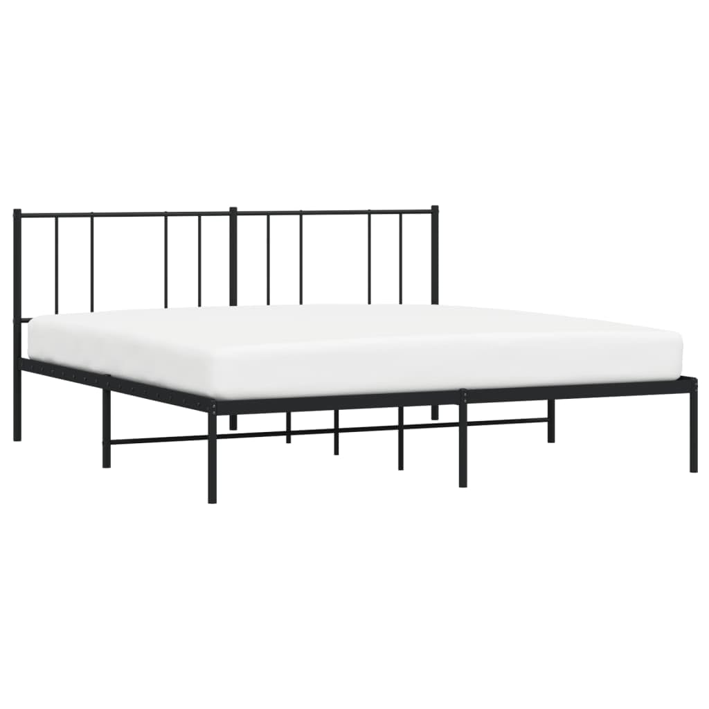 Telaio letto con testiera in metallo nero 180 x 200 cm Cornice da letto per soggiorno Struttura del letto dell'hotel Telaio per camera da letto Adatto per camera da letto