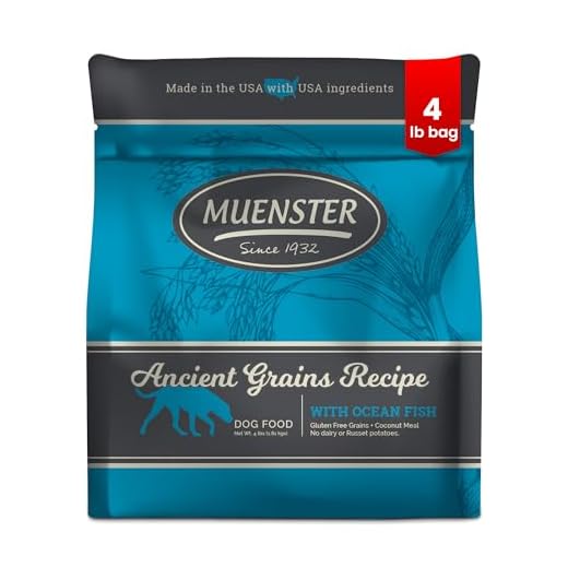 Muenster Ancient Grains Ocean Fish Dry Dog Food, 4lb - Gluten-Free, High Protein, Digestive Support