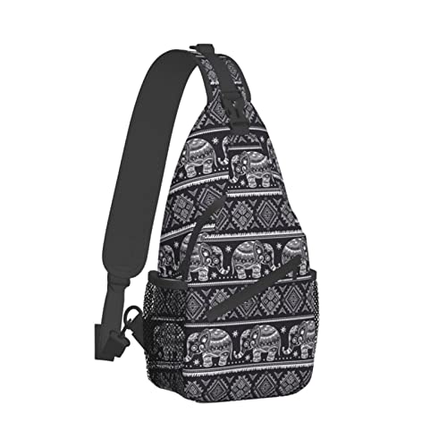 Sac à bandoulière, motif chevaux sauvages, sac à dos, sac de voyage, randonnée, sac de jour pour sacs à main, sac à bandoulière pour femmes et hommes, Éléphants Boho, One Size, Sacs à dos Sling