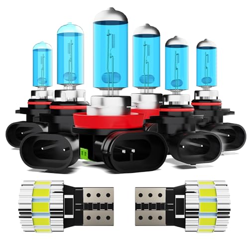 Image of Light Bulbs Fit For Toyota Tundra 2007-2013, High Performance Halogen Headlight Bulb And License Plate Lights Combo, 9005 H11 9145 High Low Beam Fog Lights, 6000K White Light, Pack of 8