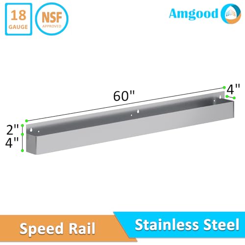 Image of 60 in. Single Tier Stainless Steel Speed Rail Rack for Commercial Bars, NSF
