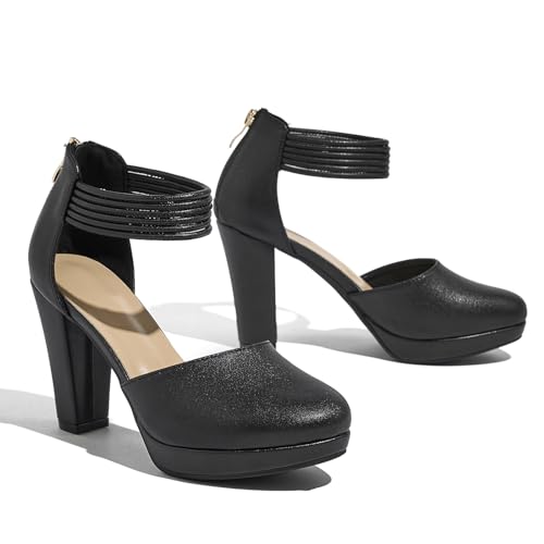 Closed Toe Heels Platform Heels Ankle Strap Dress Shoes for Women3