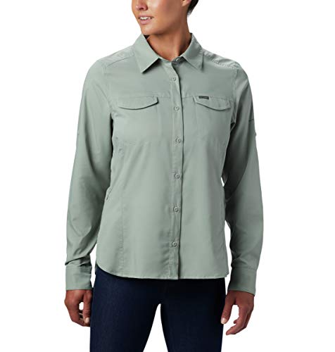 Columbia Women's Silver Ridge Lite Plaid Long Sleeve Wicking Shirt, Light Lichen, Medium