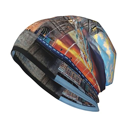 Yiduoduox Sombrero unisex de verano tropical hawaiano con hojas de palma para adultos, gorro de punto suave y suelto, gorro para clima frío, Tower Bridge en Londres, talla única