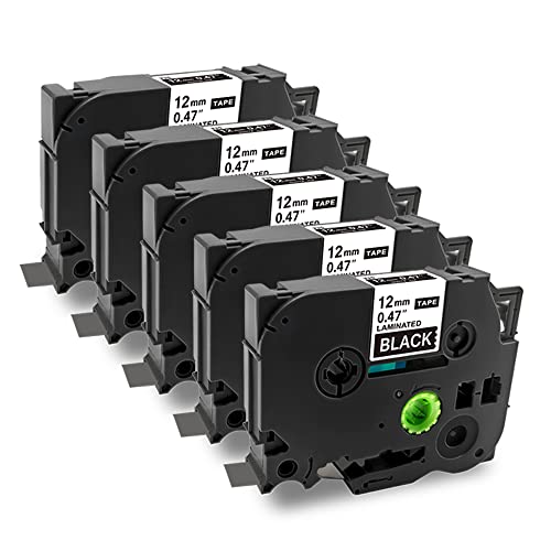 RolyPoly777 �݊� �u���U�[�H�� TZe-335 ���n������ 12mm�� 5�Z�b�g ����8m �s�[�^�b�` P-touch �ėp �e�[�v�J�[�g���b�W ���ϋv�݌v ���S���d�l �I�t�B�X/�q��/�����X/�ƒ�p ���p�r���p�\