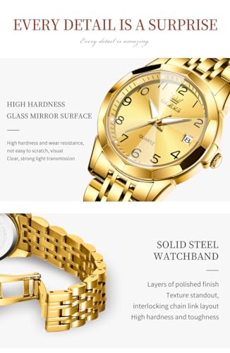 Image of OLEVS Womens Watch Classic Dress Number Female Watches for Ladies Analog Quartz Stainless Steel Waterproof Luminous Day Date Two Tone Easy to Read Wristwatch