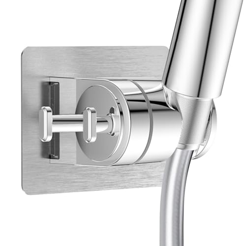 YEAUPE PRO - Soporte de cabezal de ducha adhesivo potente, sin perforación, ajustable a 90°, soporte de ducha impermeable, soporte de pared universal de repuesto para manguera de ducha para bidé de