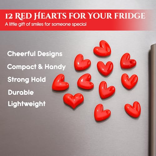 Image of Nostrae by Ekhasa Red Heart Cute Fridge Magnets Set of 10 | Fridge Magnet Refrigerator Stylish | Kitchen Fridge Decoration Items | Mini Gifts