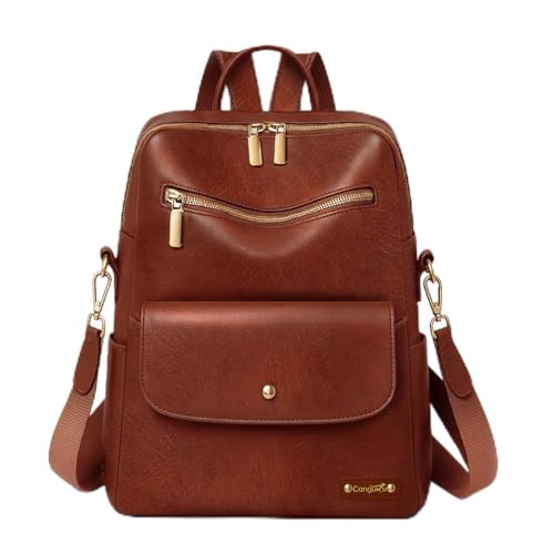Mochila Bolsa Feminina Resistente Com Bolso Antifurto e Alça de Ombro Perfeita Para Trabalho Dia A Dia Passeio e Faculdade (Browm)