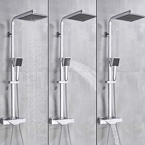 Bathroom Faucet Black Rain Shower Head Thermostatic Bath Faucet Wall Mounted Bathtub Shower Mixer Tap Shower Faucet Shower Set,Thermostatic Black A,Thermostatic Black B