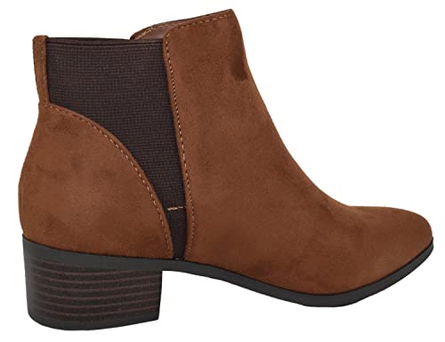 CITYCLASSIFIED Women Ankle Boots Elastic Sides Slip-On Booties Block Heel Pointed Toe Jocelyn-S3