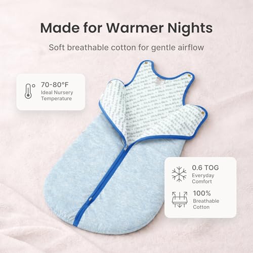 Image of Baby Deedee Sleep Nest Lite - Cotton Sleep Sack 0.6 TOG 0-6M Gray Stripe | Patented shoulder snaps and full-length zipper support easy dressing and diaper changes for warmer routines