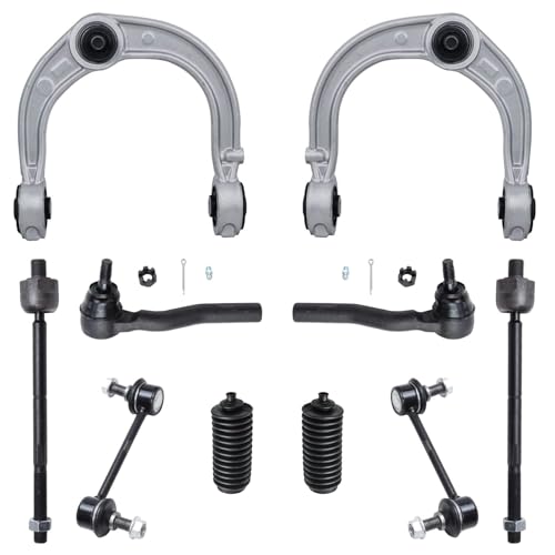 Image of Detroit Axle - 10PC Front Upper Control Arms w /Ball Joint, Sway Bars, Inner and Outer Tie Rods w /Rack Tie Rod Boots for 2003 2004 2005 2006 2007 Cadillac CTS RWD ONLY