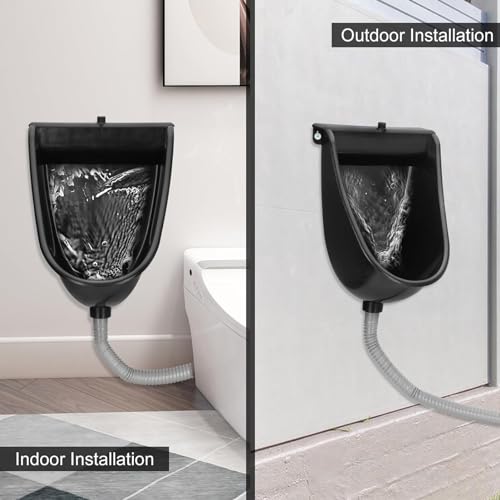 Urinal sin agua para hombres, urinal plástico para garaje, cobertizo o patio trasero, desviador de orina de montaje en pared y urinal para campamentos al aire libre, urinal portátil para hombres, inodoro sin agua, urinal temporal al aire libre miniatura 5
