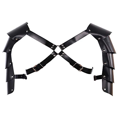 Clearumm Men`s Leather Body Chest Harness Belt Warrior Steampunk Armor Costume Adjustable Black #TOP4