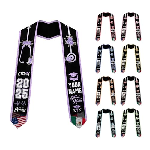 MonkeyVan Personalized Graduation Stole for Nursing Student, Nursing Stole Graduation 2025, RN Nursing Sash Grad Gifts S299